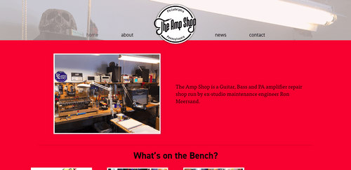 The desktop version of the Amp Shop website